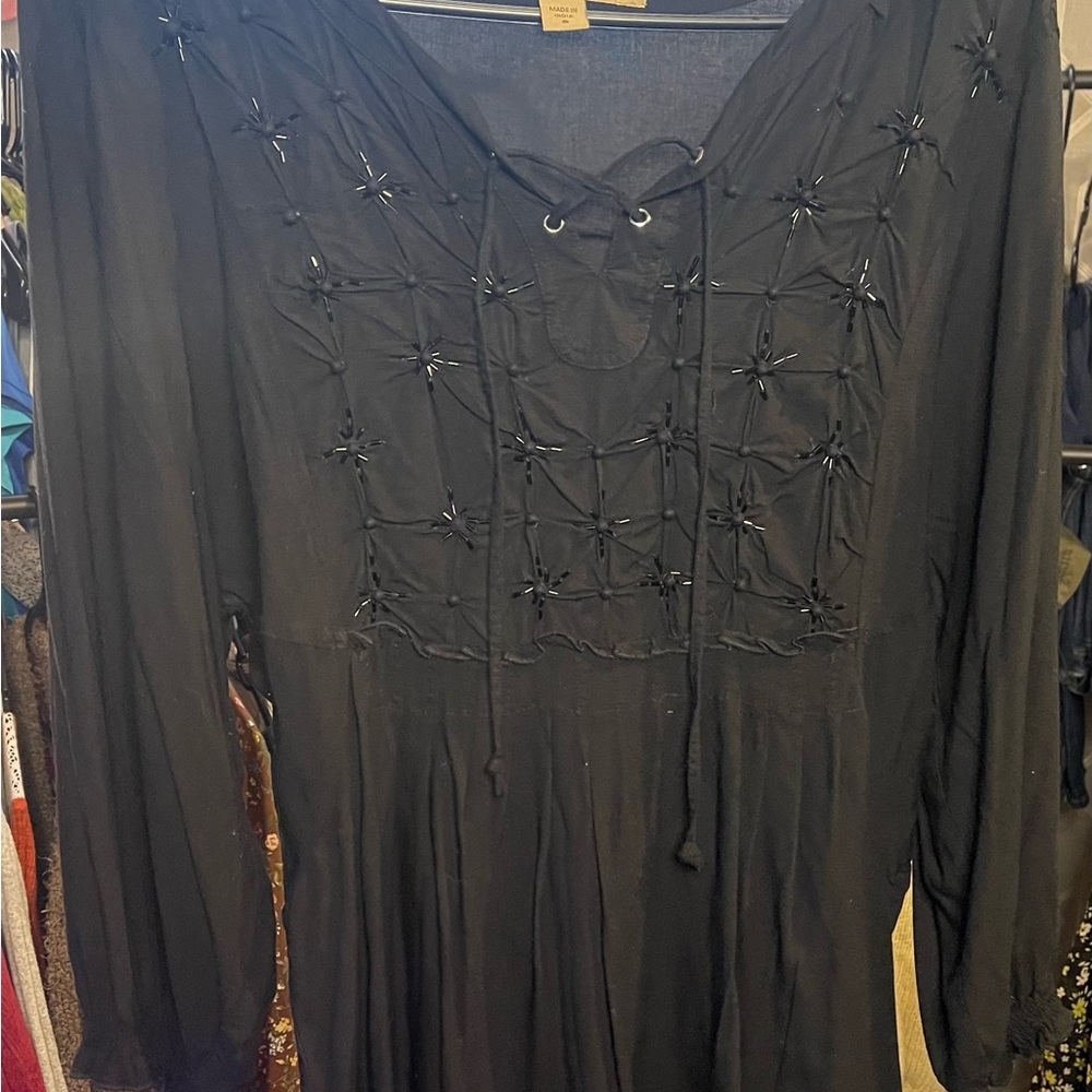 Black Embroidered Women's Tunic